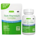 Triple Magnesium Complex 180 tabletter + sinkkompleks Vegansk Bundle, høy absorpsjon Chelated Magnesium + 25 mg Chelated Zinc Picolinat & Bisglicinat med kobber, ved Igenus