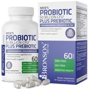 Bronson Mens Probiotic 50 milliarder CFU Plus Prebiotic med Ashwagandha, Fenugreek og sink, støtter sunn digestion og immunfunksjon ikke-GMO, 60 vegetariske kapsler