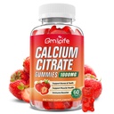 Kalsium Citrate Gummies, Sukkerfri Kalsium Citrate 1000mg for muskler Sunn, Absorpsjon Kalsium Kosttilskudd for voksne og barn, Jordbær, 60 Telling