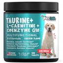 Taurin Supplement for hunder med L-karnitin og coenzym Q10 (CoQ10): Veterinær for forsterket hjerte (DCM), kongetiv hjertesvikt, Taurinmangel: 3-i-1 | Hundetilskudd- 120ct