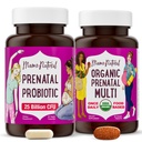 Mama Natural Prenatal Bundle – organiske prenatal vitaminer for kvinner + målrettet probiotika for graviditet & postpartum wellness - bare 2 piller om dagen - Vegan & ikke-GMO (30 dagers forsyning)