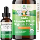 Natures Craft Kids Vitamin D3 K2 Dråper - Organisk vitamin D for barn for sterke bein og ledd - Spedbarn, babyer og toddler immunstøtte faller flytende kosttilskudd - 60 ml flaske