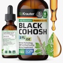 BIO KRAUTER Black Cohosh Root Tinktur - Vegansk Svart Cohosh Kosttilskudd Kvinner Støtte - alkohol og sukker gratis - 2 Fl.Oz.