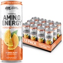 Optimal ernæring Amino Energi Sparkling Hydration Drink, Elektrolytter, Koffein, Aminosyrer, BCAA, Sukkerfri, Orange Blast, 12 Fl Oz, 12 Pack (Packing May Vary)