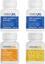 OmegaXL Immune Supporting Bundle - (2) 60 greve + TurmericXL + VitaminXL D3 - å støtte optimal immunhelse (pakke med 4)