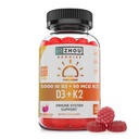 Zhou D3+K2 - vitamin D3 K2 Supplement for kvinner og menn, immunstøtte Vit D3 og K2 Gummy, Gelatinfri formel med 5000 IU D3 og MK-7 - 60 Veggie Gummies (pakke med 1)