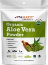 Vitamatic Certified USDA Organic Aloe Vera Powder – 1 lb (16 oz) Støtter huden, Digestion, Detox & Immune Health