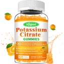 Kalium Citrate Gummies – høy potens Kalium Supplement for muskelhelse, benkrampe Relief, elektrolytbalanse – Vegan, ikke-GMO, Glutenfri, Orange Flavor, 60 greve