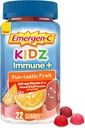 Emergen-C Kidz Immune+ Immune Støtte Kosttilskudd, Flavored Gummies med vitamin C, B-vitaminer og vitamin D for immunstøtte, Fun-Tastic Fruit Flavored Gummies - 22 Count