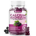 Kalsium Magnesium Sink med vitamin D3 Supplement, sukkerfri kalsium Gummies for kvinner menn, høy absorpsjon Sink Gummies for bein og muskel og immun helse, vegansk eldrebær Flavor - 60 greve