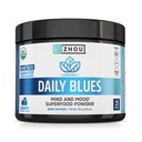 Zhou Daglige Blå - Blå Spirulina Powder Organic, Blå Algae Energi Supermat Supplement for Smoothie, Vegansk Drikke Mix - Blåbær Flavor, 4,22 oz (25 Serveringer)