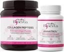 Annatrol Bone Support & FORTIBONE Collage Peptides w / FORTIGEL, VERISOL - Komplett bein, felles, hud, hår, negler og metabolsk støtte | 1 måneds forsyning (Tub, 390g)