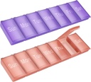 Weekly Pille Organizer, 2 Pack Stor Daglig Vitamin Pille Boks, Portable Reisevennlig 7 Day Pille Containers Medisin Holder,Handbag Utendørs Camping Lille Pille Veske for Kosttilskudd Fish Oill