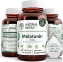 Naturlig Nutra Vegansk Melatonin 3mg, hjelper forbedre hjerte helse, støtter immunsystemet, hjelper celle helse og hjerte helse, bidra til total velvære, forbedre søvnkvalitet, Glutenfri, 60 tabletter