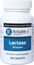Pålitelige 1 LABORATORIES Lactase Enzyme Diett kosttilskudd (60 Caplets, 1 flaske) - Hjelper å hindre gass, blose og diarre fra melkebaserte produkter