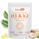 nyseel Vitamin D3 K2 Kapsler, D3 & K2 Vitamin Supplement, vitamin D3 og K2, D3 Supplement,Replenish K2 D3 Kokosolje Softgels (120)
