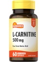 Sundance L-Carnitine Tartrat Supplement 500 mg | 60 kapsler | Gratis skjema Aminosyre | Ikke-GMO og Glutenfri piller