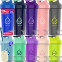 10 Pakningsflasker, Shakerflasker med Wire Whisks for Proteinmikser | Leakproof Blender Shaker Flaskepakke | BPA-fri og oppvaskmaskin trygt | 5 store 28-oz og 5 små 20-oz shaker flaske | Shaker Cups for ristinger
