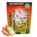 PowderVitamin Electrolytes Powder Plus (100 porsjoner) Jordbær Cucumber Electrolyte pulver Zero Calorie Keto,0Sugar, Ingen Maltodextrin,1000 mg Kalium,120 mg kalsium,120 mg magnesium, Hydration pulver