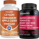 Ceylon Cinnamon (1pk) og Fadogia Tongkat Ali (1pk) Supplement Bundle - Potent Vitaminer for hjerte, energi, muskel, testosteron, & immunstøtte - Ikke-GMO, Vegan, Glutenfri