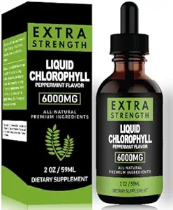 Klorophyll flytende dråper for klar hud og energi øke - immunstøtte Supplement flytende klorofyll for Gut Helse - Intern deodorant - Antioksidant- 2 FL OZ