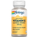 SOLARAY vitamin E 1000 IU Softgel Kapsler, 670 mg - d Alpha Tokopherol vitamin E Kosttilskudd - Hud Helse, hjertefunksjon og Antioksidant støtte - 60-dagers garanti - 60 Serveringer, 60 Softgels