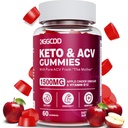 Keto ACV Gummies Avanserte vekttap, Keto Gummy Supplement for kvinner og menn, med 1500MG Apple Cider Vinegar & Vitamin B12, Vegan & Ikke-GMO, Detox & Cleanse, Lav-Carb, 60 greve