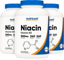 Nutricost Niacin (Vitamin B3) 500 mg, 240 kapsler (3 flasker) - Niacin Flush
