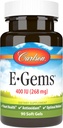 Carlson-E-Gems, 400 IE (268 mg), hjertehelse og optimal helse, antioksidant, 90 myke geler