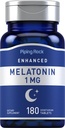 Piping Rock Melatonin 1 mg 180 tabletter | Supplement for voksne | Vegetarisk, glutenfri, ikke-GMO