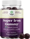 Ekstra styrke jern gummier for kvinner og menn - Potent 45mg per servering Chewable Supplement for kvinner og menn med vitamin C for høyere absorpsjon - Vegan daglig jern gummy ingen kunstige flavors
