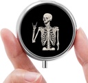 Mini piller boks, liten piller boks, bærbar pille boks, søt pille organisator for vitaminer, medisiner, fiskeolje og kosttilskudd (Skull)