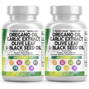 Clean Nutraceuticals Oregano olje hvitløk ekstrakt Olive Leaf Black Seed Oil - Immun støtte og Digestiv helse Supplement for kvinner og menn med vitamin D3 & Zink - 2Pack