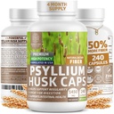 N1N Premium Psyllium Husk Capsules [Alle naturlige,1450 MG] Kraftig løselig fiber Supplement for å støtte regelmessighet og digestiv helse, 240 Caps