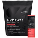 Idrettsforskning Hydrate Electrolytes Powder Packets - Sukker-fri og naturlig flavorert med vitaminer, mineraler og kokosvann - støtter Hydration - 16 pakker - Cherry Pomegranate