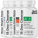 Detox Cleanse Kick Off Weight Management og Extra Colon Cleanser. 4pk for vanntap, Bloating, Flat mage, Puffiness w Apple Cider Vinegar, Senna Leaf, Glucomannan, Chromium, Probiotic 120 piller