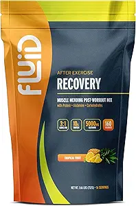 Væskegjenvinning, Drikkeblanding etter arbeid, Whey Isolate Protein, L-Glutamin, Kolhydrater, alle naturlige ingredienser, Glutenfri, L-Glutaminefri (tropisk frukt)