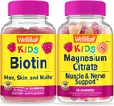 WellJa Nei Biotin Kids + Magnesium Citrat Kids, Gummies Bundle - Great Tasting, Vitamin Supplement, Glutenfri, GMO Free, Chewable Gummy
