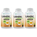 Turmeric Curcumin Supplement - 2250mg / d - Veggie Caps - 95% Curcuminoids med Black Pepper Extract (Bioperine) - 750mg Kapsler - 100% organisk - Mest kraftige Turmeric (Pack of 3)