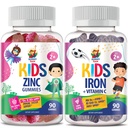 Iron Gummies for barn og sink gummies for barn. Jernvitaminer med vitamin C. Sink Chewable Gummy for immunstøtte - kraftig naturlig antioksidant ikke-GMO Supplement for barn Kvinne voksne