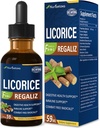 Licorice Root Extract Drops for Digestive Helse, Naturlig Herbal Bloating Relief og immunstøtte Flytende Tinktur Supplement med Dandelion, Peppermint, Ginger. extrato de Regaliz. 2oz