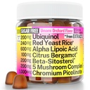 Rød Yeast Rice Alpha Lipoic Acid Ubiquinol CoQ10 Citrus Bergamot Beta-Sitosterol Krom Picolinat Sukker-Less Gummies w Lions Mane Tyrkia Tail Reishi Cordyceps Chaga, piller Kapsler Supplement Alt