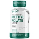 Nutri 5-MTHF L Metylfolat 15MG - 4 måneders forsyning, 120 Vegantabletter - Metylert Folat Supplement - Kognitiv funksjon, hjertehelse, prenatal støtte - 3rd Party Testet - NSF sertifisert Facility