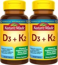 Natur laget vitamin D3 K2, 5000 IU (125 mg) vitamin D, kosttilskudd for bein, tenner, muskel og immun helse støtte, 30 Softgels, 30 dagers forsyning - pakke 2