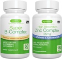 Super B-Complex + sinkkompleks Vegan Bundle, metylert frigjøring B kompleks + 25 mg chelatert sink Picolinat & Bisglicinat med kobber, ved Igenus