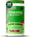 Amazing Grass Grønn Blande Superfood: Super Greens Powder Smoothie Blande med Spirulina, Klorella, Beet Root Powder, Digestive Enzymes & Probiotika, Berry, 60 Servering (Packing May Vary)