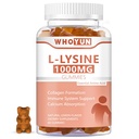L-Lysine 1000mg Gummies, Chewable Lysin Supplement for voksne, immun støtte, kollagenformasjon støtte, sitron flavor, 60 greve