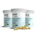 Resbiotiske resB Lung støtte Probiotic Supplement - Lunge Helse Supplement for røykere, Gut helse, immun støtte, pustebehandling, hellig basil, gurkemeie, klinisk utprøvd - 180 kapsler (3 flasker)