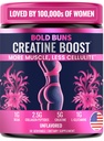 Bold Buns Kreatin for kvinner – Booty Builder Supplement med collagen & BCAA – støtter muskelutvikling, post-workout gjenoppretting, hud elastisitet, sunt hår & negle | Unflavored – 30 Services