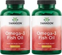 Swanson Omega 3 Fish Oil Supplement hjerte hjerne og felles støtte GMO-frie EFA 180 mg EPA Plus 120 mg DHA 150 Softgel Kapsler Lemon Flavor (2 pakke)